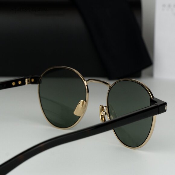 BRAND NEW Saint Laurent SL707 002 Gold Havana Green Oval Unisex Sunglasses - Picture 1 of 10